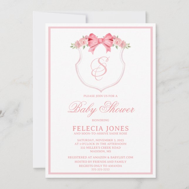 Personalised Baby Shower invitation  (Front)