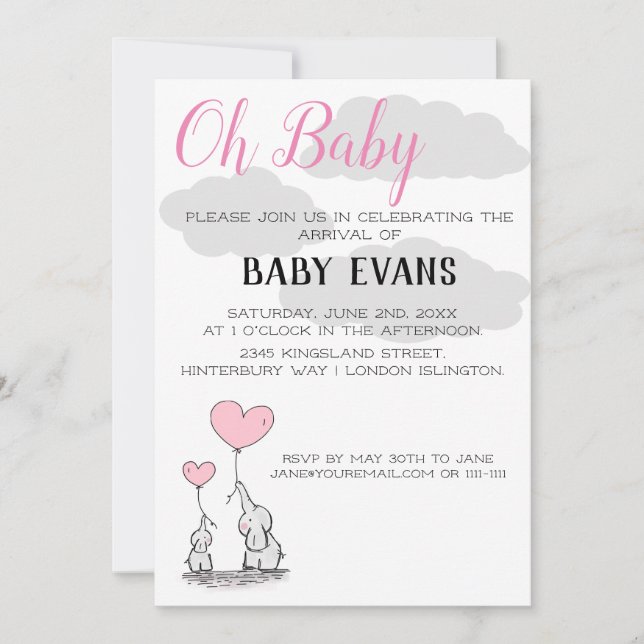 Personalised Baby Shower Invitation (Front)