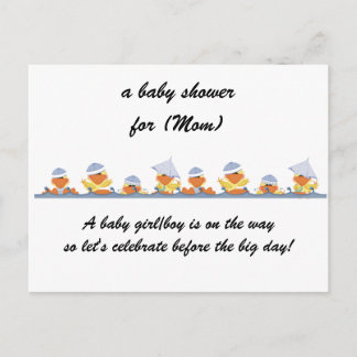 Personalised Baby Shower Invitations-Little Ducks Invitation Postcard