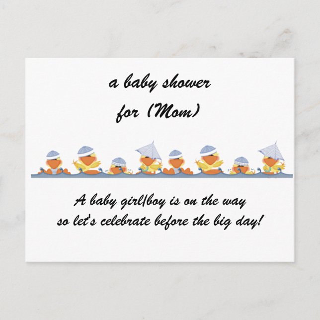 Personalised Baby Shower Invitations-Little Ducks Invitation Postcard (Front)