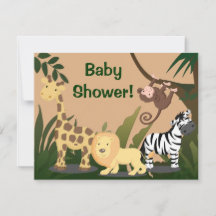 Personalised Baby Shower Invites, Jungle Animals