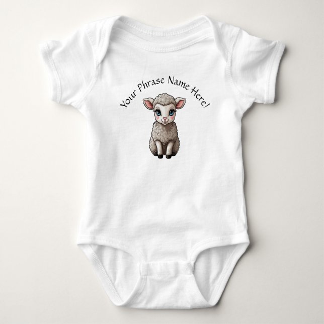 Personalised Baby Shower Lamb Gift Name Bodysuit (Front)