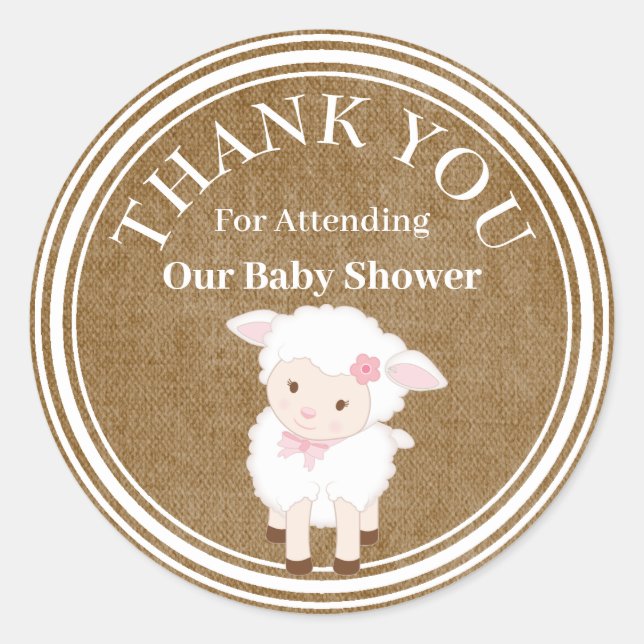 Personalised Baby Shower LambThank You Classic Round Sticker (Front)
