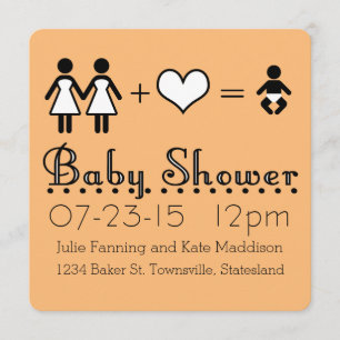 Personalised Baby Shower Modern Icon Mum and Mum Invitation