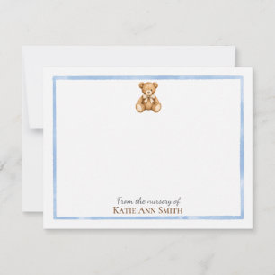 Personalised Baby Shower Note Cards   Blue Border