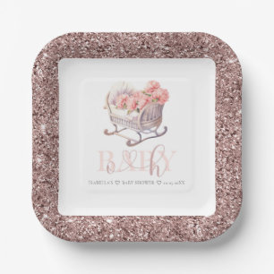 Personalised Baby Shower pastel Baby Basket Paper Plate