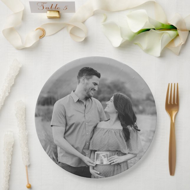 Personalised Baby Shower Photo Paper Plates (Wedding)