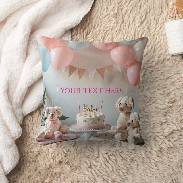 Personalised Baby Shower Pillow - Sweet Teddy Bear (Blanket)