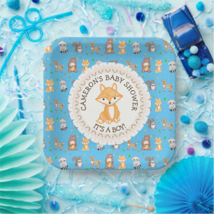 Personalised Baby Shower Plates Woodland Themed