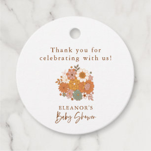 Personalised Baby Shower Retro Earthy Boho Floral Favour Tags