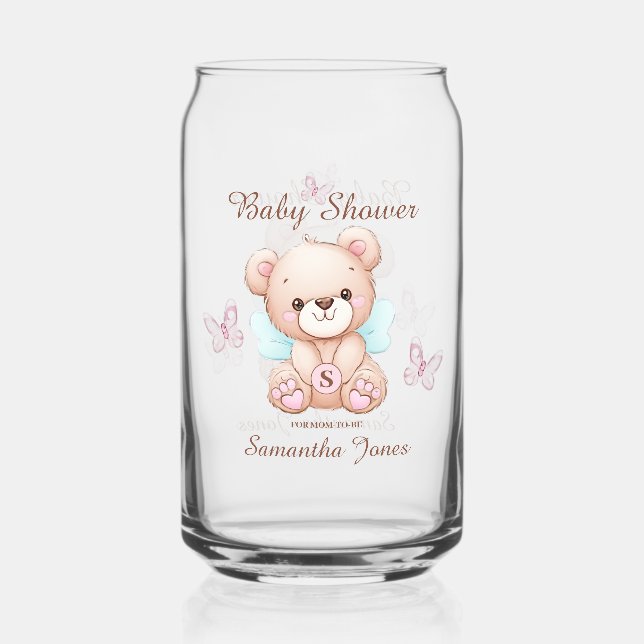 Personalised Baby Shower Theme Drinkware Set Can Glass (Front)
