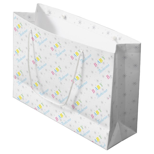 Personalised Baby Shower Tissue Paper Large Gift Bag (Front Angled)