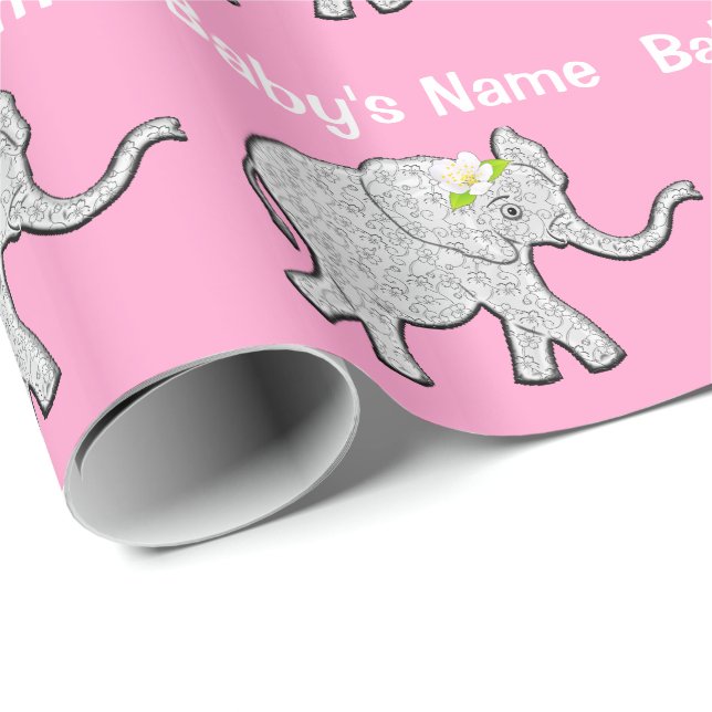 Personalised Baby Shower Wrapping Paper for Girls (Roll Corner)