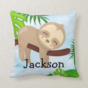 Personalised Baby Sloth Nursery Kids Cushion