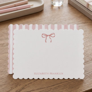 Personalised Baby Stationery Pink Watercolor Bow Card