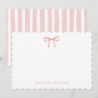 Personalised Baby Stationery Pink Watercolor Bow Card