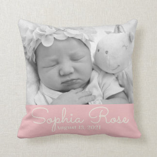 Personalised Baby Stats Gift for Girl Throw Pillow