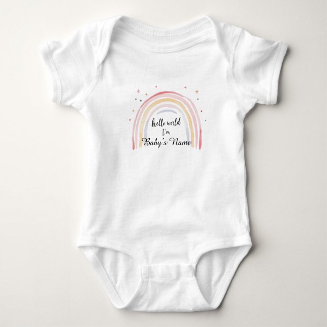Personalised Baby T-Shirt – “Hello World, I’m [Bab Baby Bodysuit (Front)