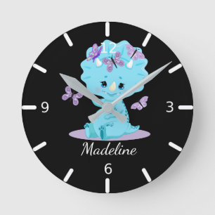 Personalised Baby Triceratops - Dinosaur Round Clock
