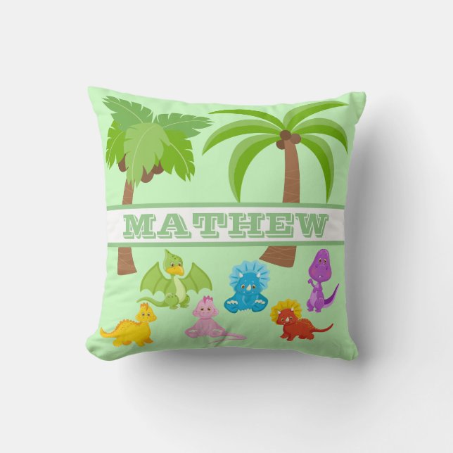 Personalised Baby Triceratops & Friends Cushion (Front)