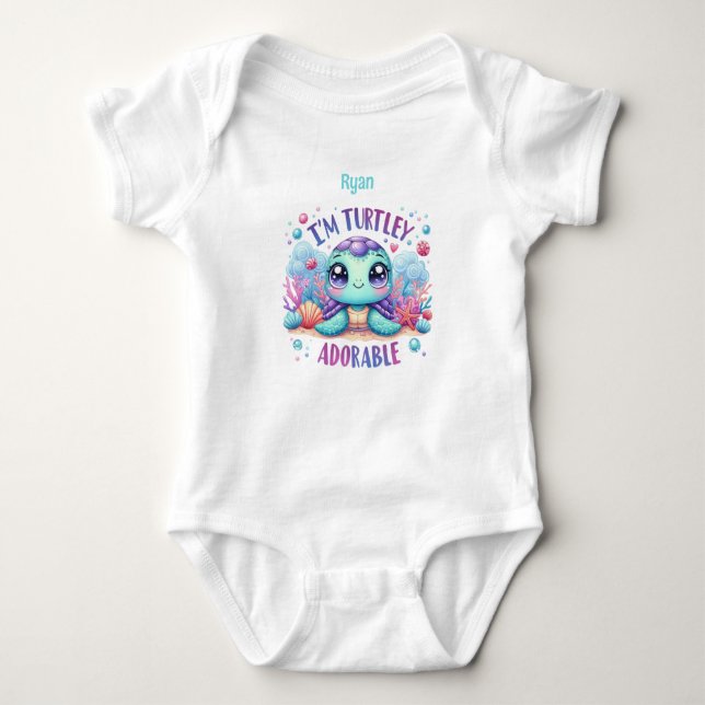 Personalised Baby Turtle  Baby Bodysuit (Front)
