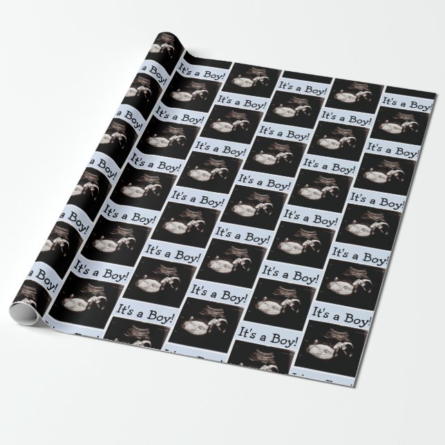 Personalised Baby Ultrasound Baby Shower  Wrapping Paper (Unrolled)
