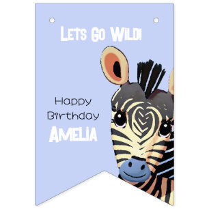Personalised Baby Zebra Birthday Bunting
