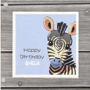 Personalised Baby Zebra Birthday Napkin