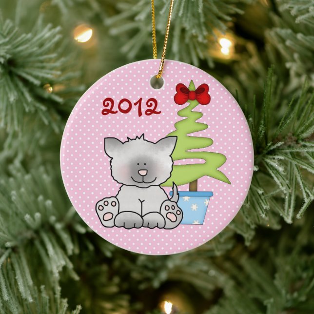 Personalised Baby's 1st Christmas Cat Ornament (Tree)