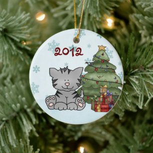 Personalised Baby's 1st Christmas Cat Ornament