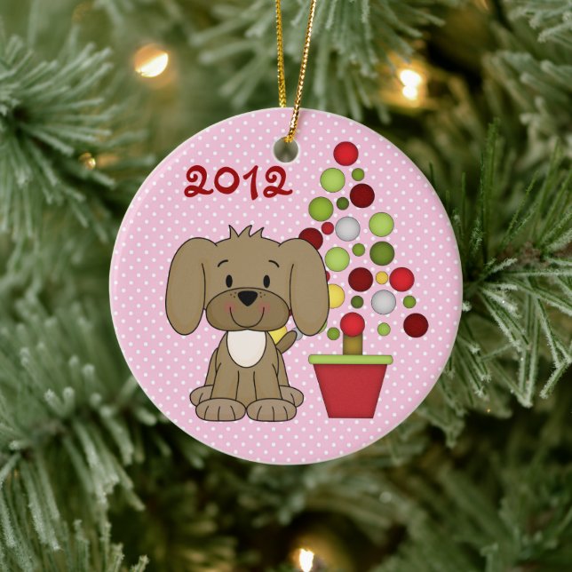 Personalised Baby's 1st Christmas Dog Ornament (Tree)