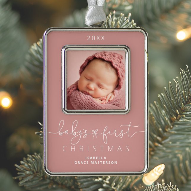 Personalised Baby's 1st Christmas Photo Silver Plated Framed Ornament (Creator Uploaded)