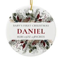 Personalised Baby's 1st Christmas Winter Floral 