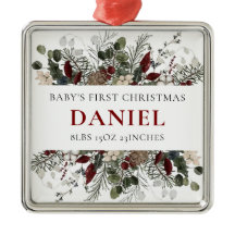 Personalised Baby's 1st Christmas Winter Floral 