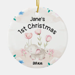 Personalised Baby's First Christmas 2021 Girl Ceramic Ornament