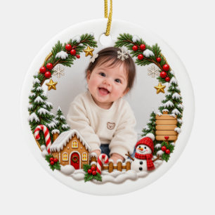 Personalised Baby's First Christmas 2026 Gingerbre Ceramic Ornament