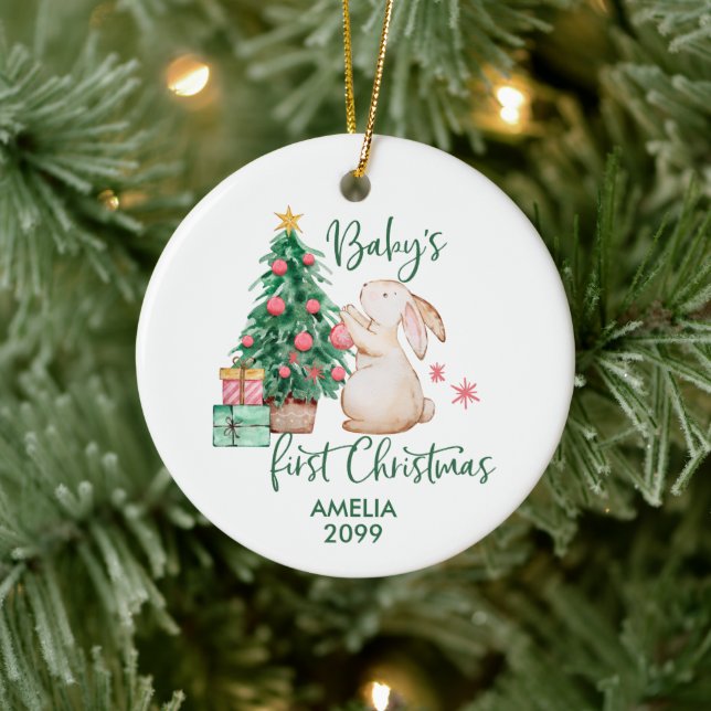 Personalised Baby's First Christmas Bunny Ornament (Tree)