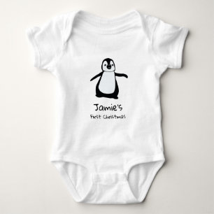 Personalised Baby's first Christmas Cute Penguin Baby Bodysuit