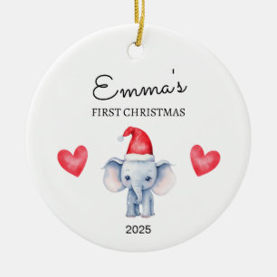 Personalised Baby's First Christmas, Elephant Gift Ceramic Ornament