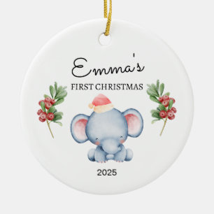 Personalised Baby's First Christmas, Elephant Gift Ceramic Ornament