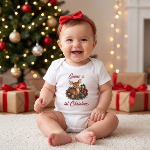Personalised Baby's First Christmas Fawn Keepsake Baby Bodysuit