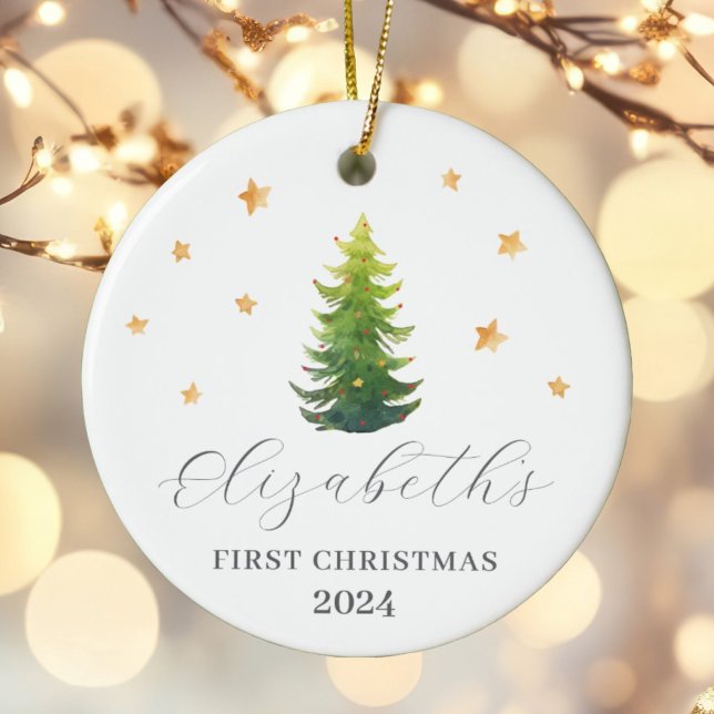Personalised Baby's First Christmas Festive Tree Ceramic Ornament (Creator Uploaded)