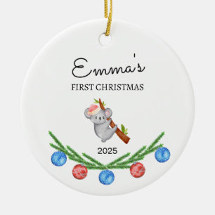 Personalised Baby's First Christmas, Koala Gift Ceramic Ornament