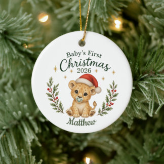 Personalised Baby's First Christmas "Lion" Ceramic Ornament