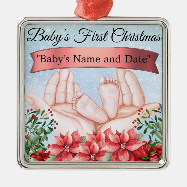 Personalised "Baby's First Christmas" Metal Ornament (Front)