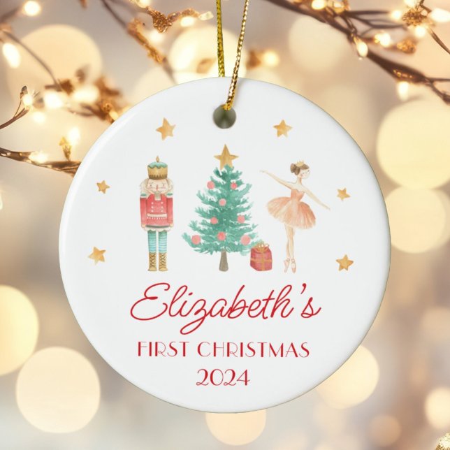Personalised Baby's First Christmas Nutcracker Ceramic Ornament (Creator Uploaded)