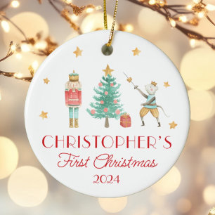 Personalised Baby's First Christmas Nutcracker Ceramic Ornament