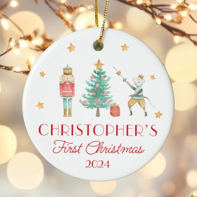 Personalised Baby's First Christmas Nutcracker Ceramic Ornament (Creator Uploaded)