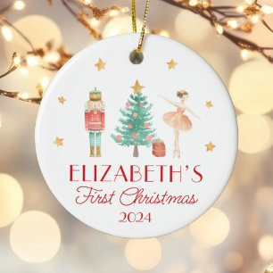Personalised Baby's First Christmas Nutcracker Ceramic Ornament
