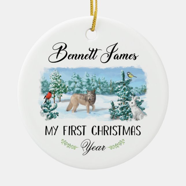 Personalised Baby's First Christmas Ornament (Front)
